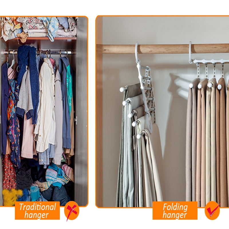 Folding Pants Storage Multifunctional Hanger for Pant Rack Hanger Clothes Organizer Hangers Save Wardrobe Space Bedroom Closets