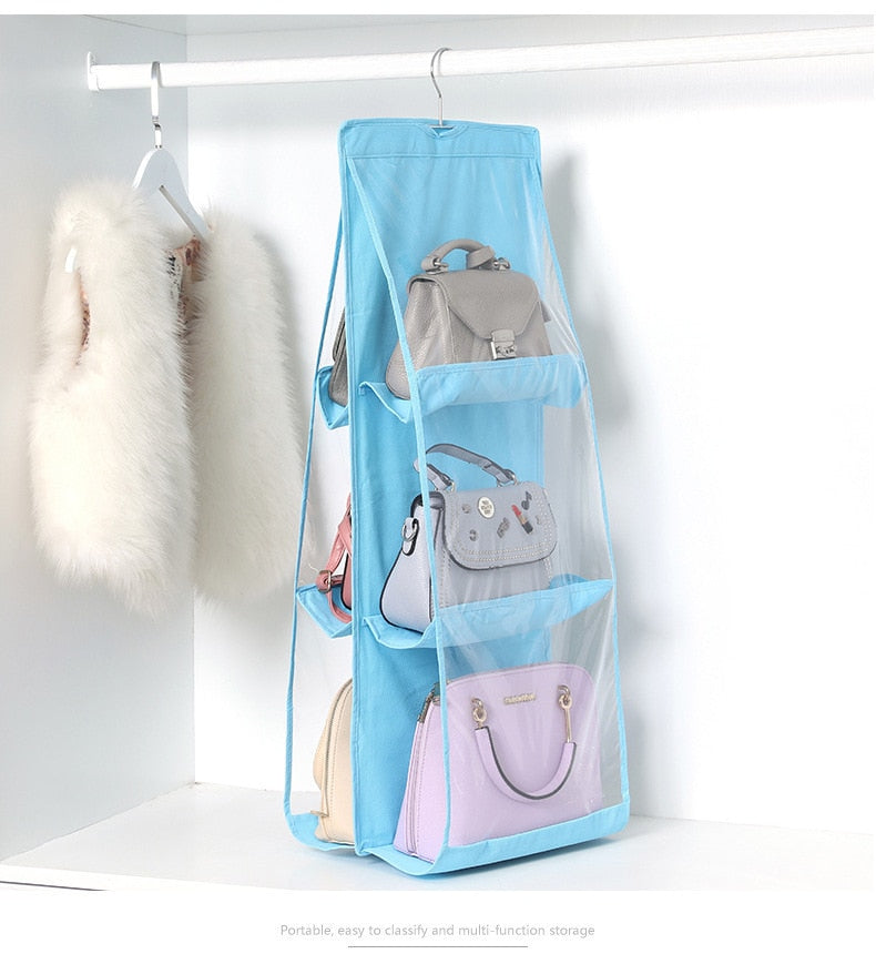 For Wardrobe Closet Transparent Storage Bag Hanging Handbag Organizer Door Wall Clear Sundry Shoe Bag with Hanger Pouch