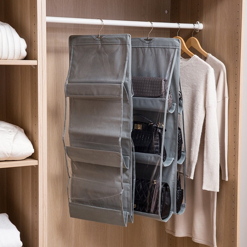 For Wardrobe Closet Transparent Storage Bag Hanging Handbag Organizer Door Wall Clear Sundry Shoe Bag with Hanger Pouch