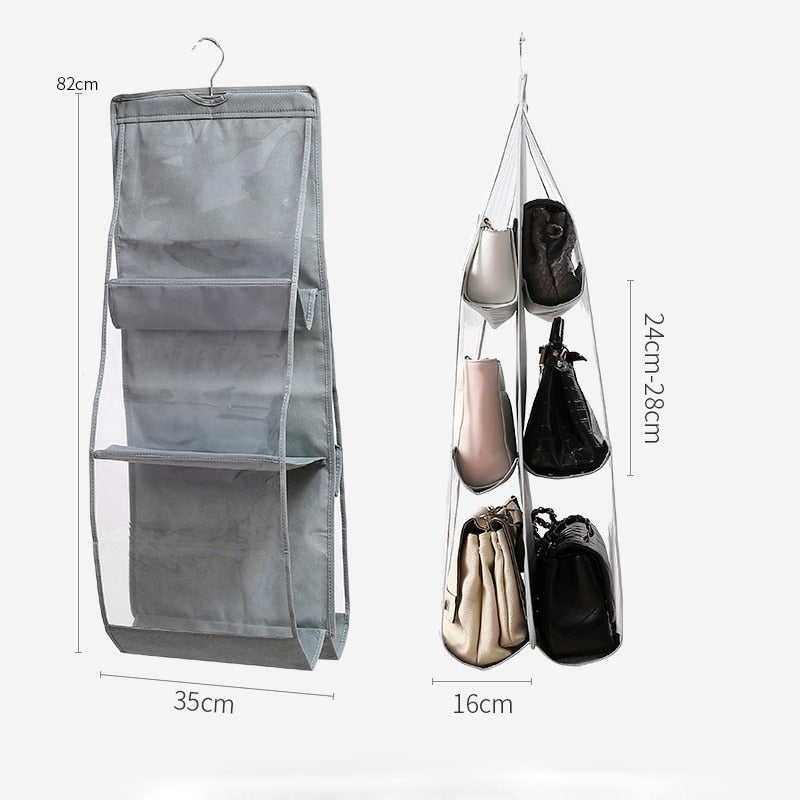 For Wardrobe Closet Transparent Storage Bag Hanging Handbag Organizer Door Wall Clear Sundry Shoe Bag with Hanger Pouch