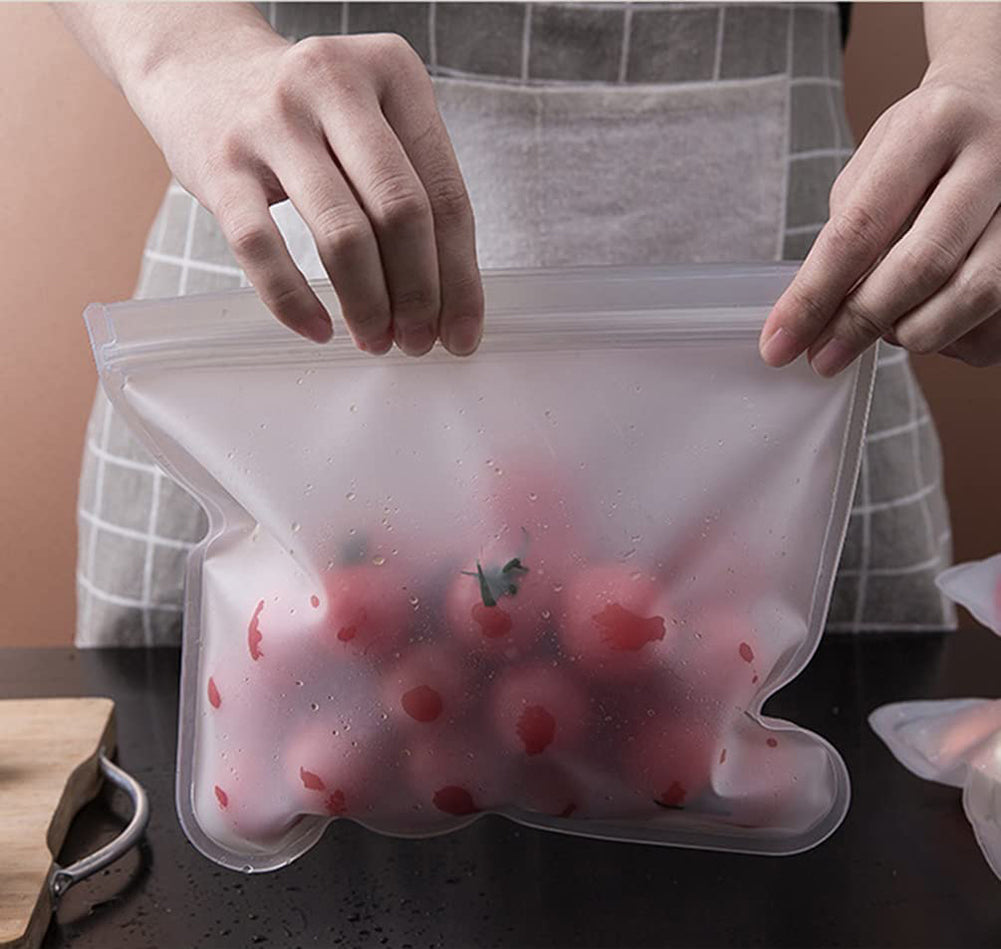 Silicone Food Storage Bag Reusable Stand Up Zip Shut Bag Leakproof Containers Fresh Bag Food Storage Bag Fresh Wrap Ziplock Bag