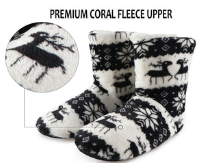 Winter Floor Shoes Woman Hoouse Slippers Christmas Elk Indoor Socks Shoes Warm Fur Contton Slipper Plush Insole Anti-Skid Sole