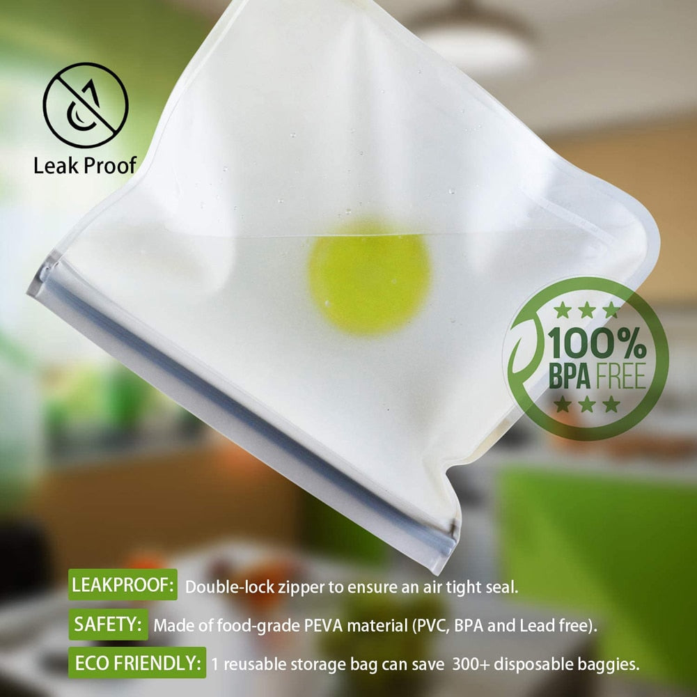 Silicone Food Storage Bag Reusable Stand Up Zip Shut Bag Leakproof Containers Fresh Bag Food Storage Bag Fresh Wrap Ziplock Bag