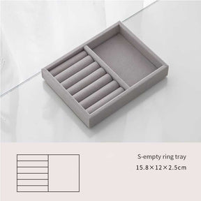 Handmade DIY Jewelry Box Drawer Storage Organizer Gray Soft Velvet Jewellery Earring Necklace Pendant Bracelet Tray 9 Options