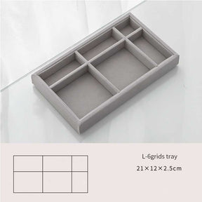 Handmade DIY Jewelry Box Drawer Storage Organizer Gray Soft Velvet Jewellery Earring Necklace Pendant Bracelet Tray 9 Options