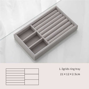 Handmade DIY Jewelry Box Drawer Storage Organizer Gray Soft Velvet Jewellery Earring Necklace Pendant Bracelet Tray 9 Options