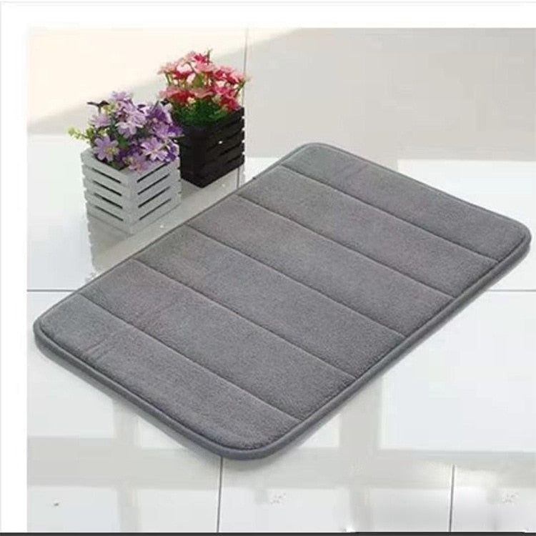 Home Bath Mat Coral Fleece Bathroom Carpet Water Absorption Non-slip Memory Foam Absorbent Washable Rug Toilet Floor Mat