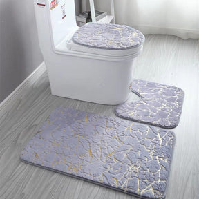 Home Living Room Bathroom Toilet Mats Set Gold Printing Anti Slip Rugs Bedroom Print Rug Shower Mat Bath Mats Bathroom