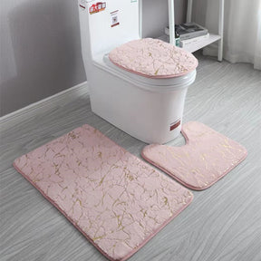 Home Living Room Bathroom Toilet Mats Set Gold Printing Anti Slip Rugs Bedroom Print Rug Shower Mat Bath Mats Bathroom