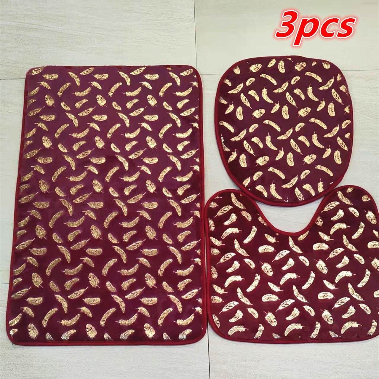 Home Living Room Bathroom Toilet Mats Set Gold Printing Anti Slip Rugs Bedroom Print Rug Shower Mat Bath Mats Bathroom