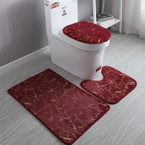 Home Living Room Bathroom Toilet Mats Set Gold Printing Anti Slip Rugs Bedroom Print Rug Shower Mat Bath Mats Bathroom