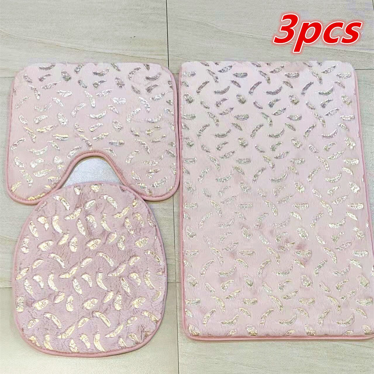 Home Living Room Bathroom Toilet Mats Set Gold Printing Anti Slip Rugs Bedroom Print Rug Shower Mat Bath Mats Bathroom