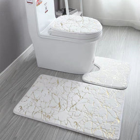 Home Living Room Bathroom Toilet Mats Set Gold Printing Anti Slip Rugs Bedroom Print Rug Shower Mat Bath Mats Bathroom