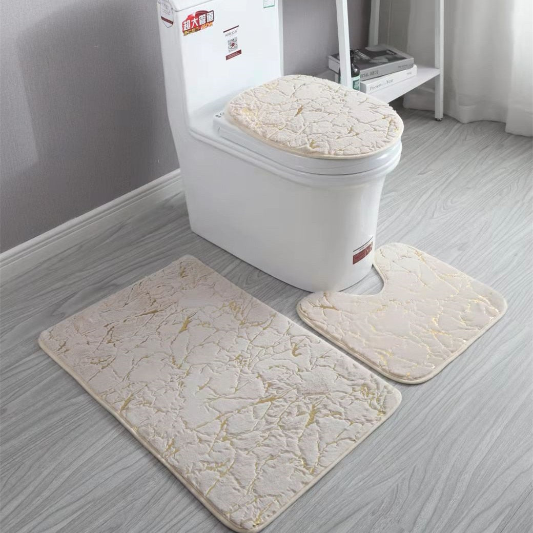 Home Living Room Bathroom Toilet Mats Set Gold Printing Anti Slip Rugs Bedroom Print Rug Shower Mat Bath Mats Bathroom
