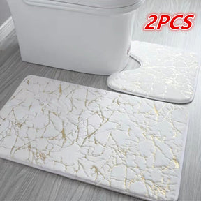 Home Living Room Bathroom Toilet Mats Set Gold Printing Anti Slip Rugs Bedroom Print Rug Shower Mat Bath Mats Bathroom