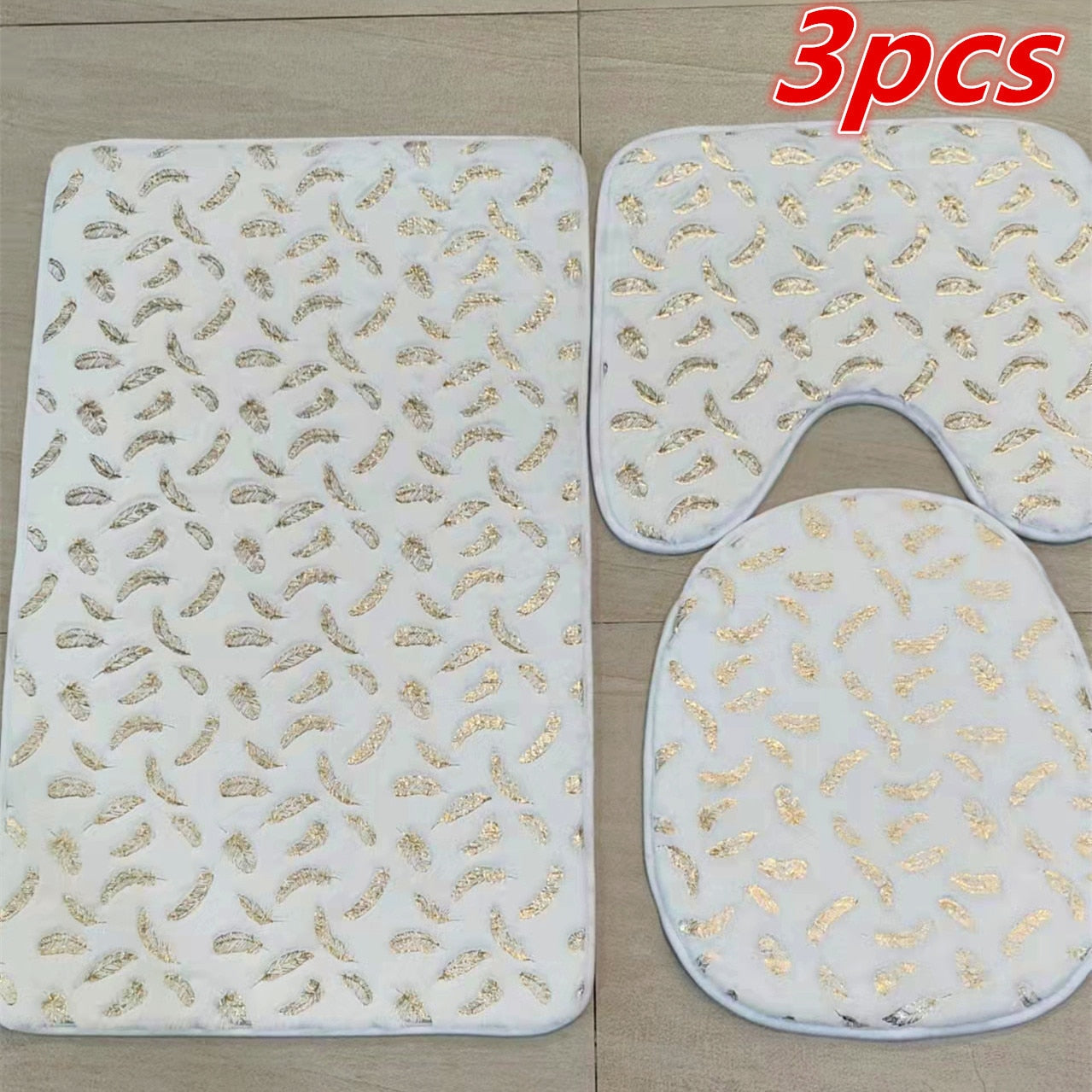 Home Living Room Bathroom Toilet Mats Set Gold Printing Anti Slip Rugs Bedroom Print Rug Shower Mat Bath Mats Bathroom