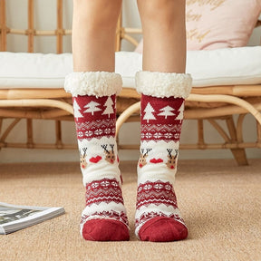 Home Slippers Women Winter Floor Shoes Christmas Elk Indoor Socks Shoes Warm Fur Slides Ladies Plush Slippers Pantoffels Dames