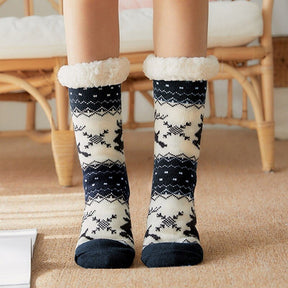 Home Slippers Women Winter Floor Shoes Christmas Elk Indoor Socks Shoes Warm Fur Slides Ladies Plush Slippers Pantoffels Dames