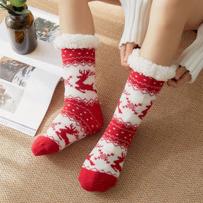 Home Slippers Women Winter Floor Shoes Christmas Elk Indoor Socks Shoes Warm Fur Slides Ladies Plush Slippers Pantoffels Dames