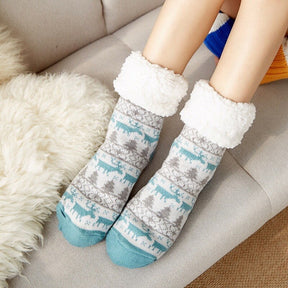 Home Slippers Women Winter Floor Shoes Christmas Elk Indoor Socks Shoes Warm Fur Slides Ladies Plush Slippers Pantoffels Dames