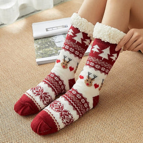 Home Slippers Women Winter Floor Shoes Christmas Elk Indoor Socks Shoes Warm Fur Slides Ladies Plush Slippers Pantoffels Dames