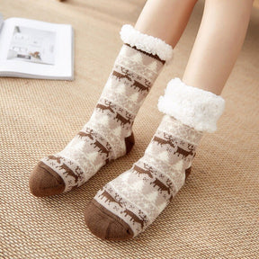 Home Slippers Women Winter Floor Shoes Christmas Elk Indoor Socks Shoes Warm Fur Slides Ladies Plush Slippers Pantoffels Dames