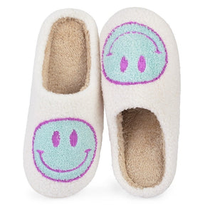 Hot Winter Big Smiley Pattern Women Fur Slippers House Couples Men Fluffy Slides Autumn Warm Plush Bedroom Ladies Cotton Shoes