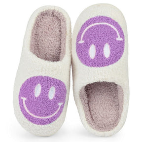 Hot Winter Big Smiley Pattern Women Fur Slippers House Couples Men Fluffy Slides Autumn Warm Plush Bedroom Ladies Cotton Shoes