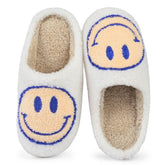 Hot Winter Big Smiley Pattern Women Fur Slippers House Couples Men Fluffy Slides Autumn Warm Plush Bedroom Ladies Cotton Shoes