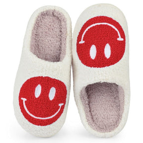 Hot Winter Big Smiley Pattern Women Fur Slippers House Couples Men Fluffy Slides Autumn Warm Plush Bedroom Ladies Cotton Shoes