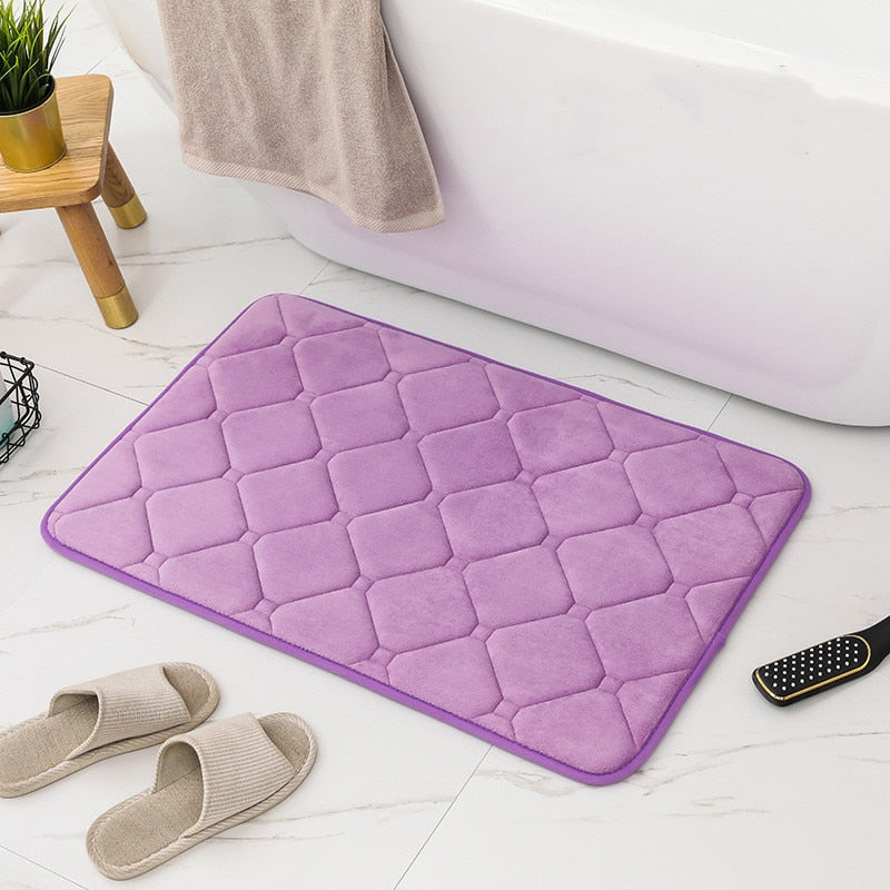 Inyahome Memory Foam Bath Mat Super Water Absorption Machine Washable Bathroom Rug.Soft.Absorbent Quick Dry Bathmat Floor Rugs