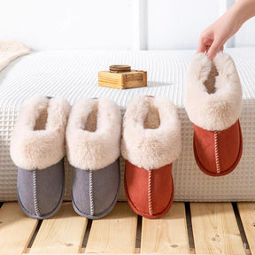 Winter New Cotton Slippers Outdoor Fashion Warm Indoor Bedroom Cotton Plush Shoes Fleece Fluffy Couple Memory