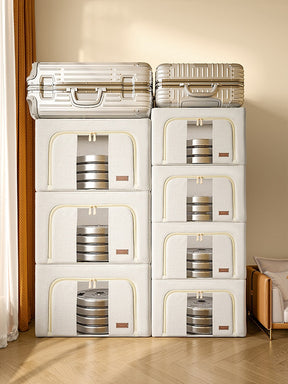 Joybos Fabric Foldable Storage Organizer Large Capacity Home Storage Box for Clothes Quilt Blanket Wardrobe Clothing Organizer