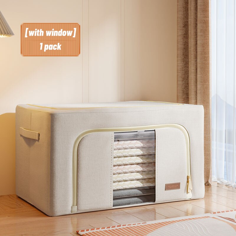 Joybos Fabric Foldable Storage Organizer Large Capacity Home Storage Box for Clothes Quilt Blanket Wardrobe Clothing Organizer