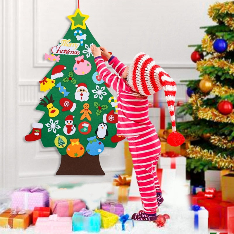 Kids DIY Felt Christmas Tree Merry Christmas Decorations For Home 2022 Christmas Ornaments Navidad 2023 New Year Gifts Xmas Tree