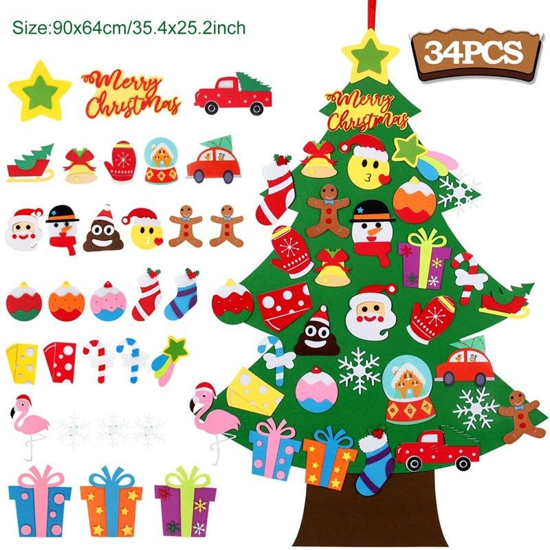 Kids DIY Felt Christmas Tree Merry Christmas Decorations For Home 2022 Christmas Ornaments Navidad 2023 New Year Gifts Xmas Tree