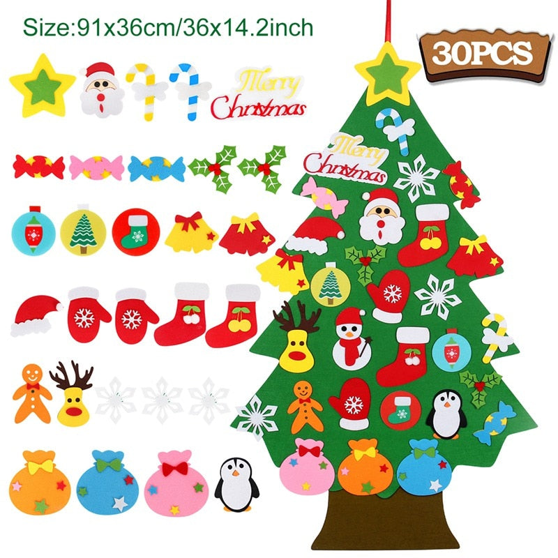 Kids DIY Felt Christmas Tree Merry Christmas Decorations For Home 2022 Christmas Ornaments Navidad 2023 New Year Gifts Xmas Tree