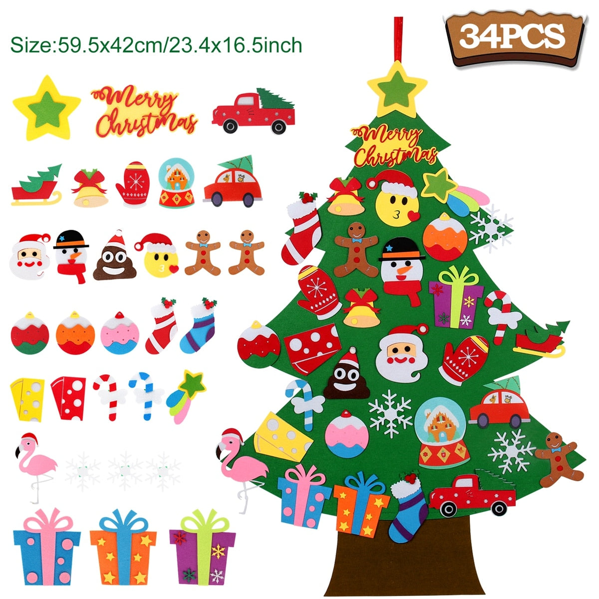 Kids DIY Felt Christmas Tree Merry Christmas Decorations For Home 2022 Christmas Ornaments Navidad 2023 New Year Gifts Xmas Tree