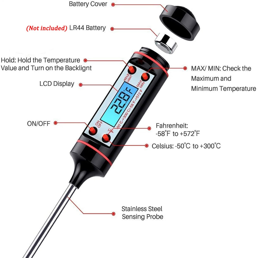 Kitchen Digital BBQ Food Thermometer Meat Cake Candy Fry Grill Dinning Household Cooking Thermometer Gauge Oven Thermometer Tool