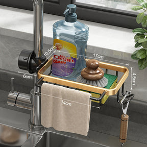 Kitchen Space Aluminum Sink Drain Rack Sponge Storage Faucet Holder Soap Drainer Shelf Basket Organizer Bathroom Accessories