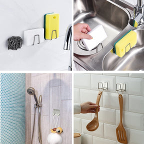 Kitchen Sponges Holder Self Adhesive Sink Sponges Drain Drying Rack 304 Stainless Steel Storage Holder Kitchen Sink Accessories