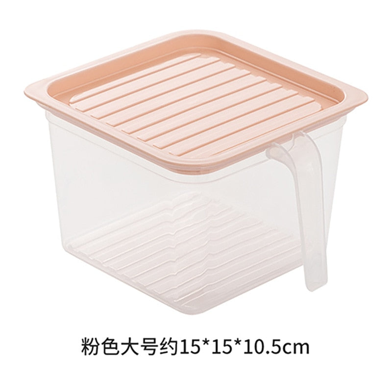 Kitchen Storage Box Refrigerator Fresh-keeping Box with Handle Plastic with Lid Sealed Food Fruit Storage Box Storage Jar