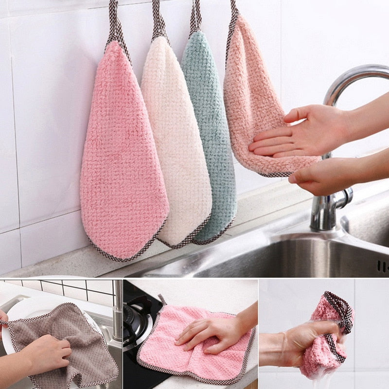 Kitchen daily dish towel. dish cloth. kitchen rag. non-stick oil. thickened table cleaning cloth. absorbent scouring pad