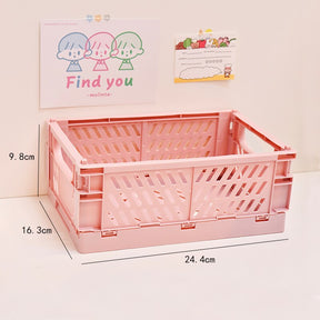Korea Ins Desktop Folding Storage Box Organizer Student Sundries Snacks Toys Plastic Organizing Storage Box Dormitory Basket