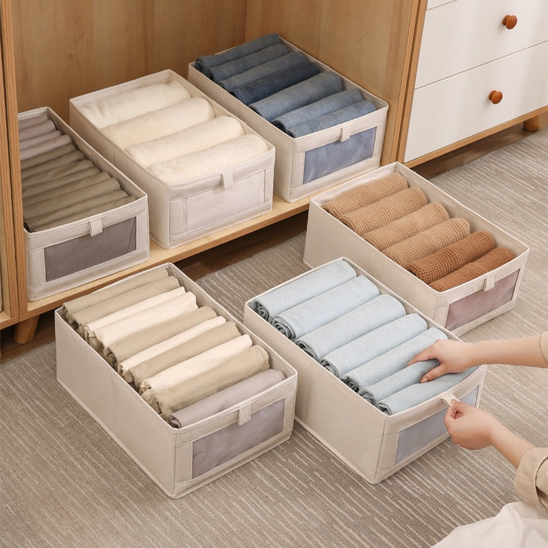 Clothes Storage Box Clothing Organizer Foldable with Clear Window