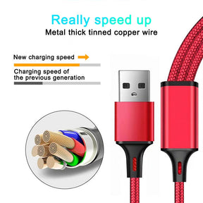 3 In 1 Fast Charging Cord For iPhone Huawei Micro USB Type C Charger Cable Multi Usb Port Multiple Usb Charging Cord