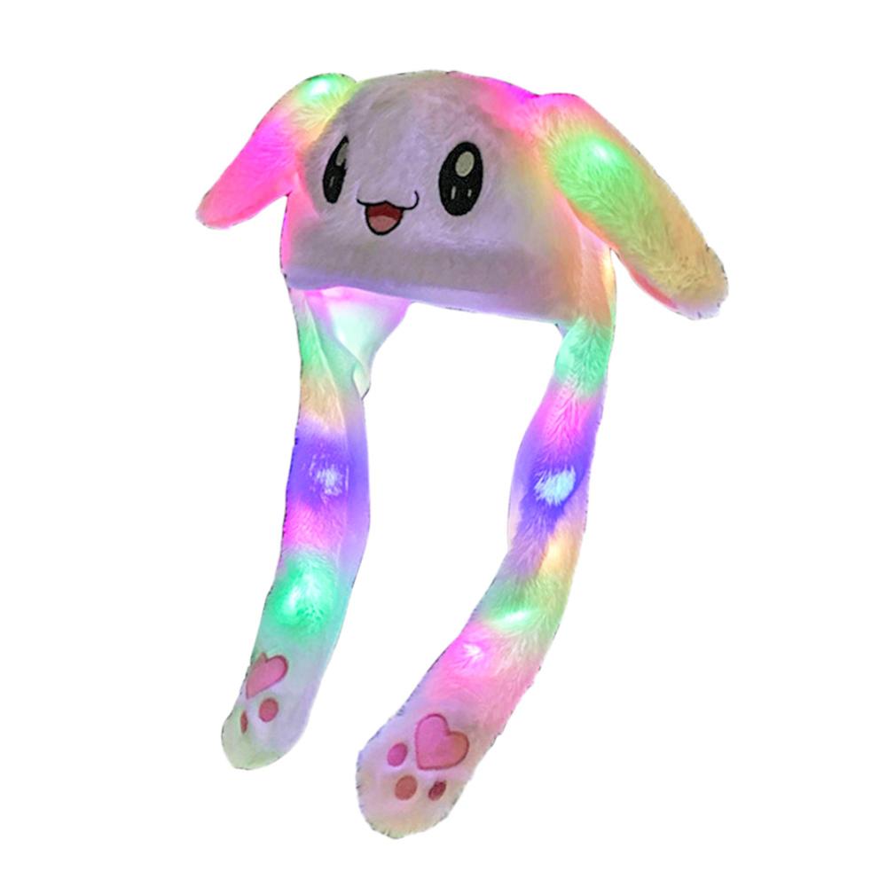 Lovely Luminous/no light Plush Rabbit Hat Funny Play Toy Up Down Moving Bunny Ears Toy Hat Girlfriend Children Gifts