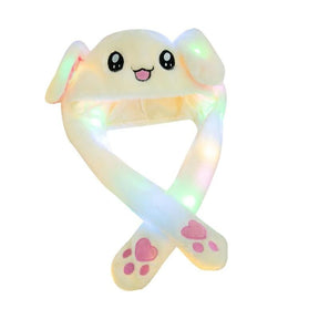 Lovely Luminous/no light Plush Rabbit Hat Funny Play Toy Up Down Moving Bunny Ears Toy Hat Girlfriend Children Gifts