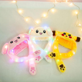 Lovely Luminous/no light Plush Rabbit Hat Funny Play Toy Up Down Moving Bunny Ears Toy Hat Girlfriend Children Gifts