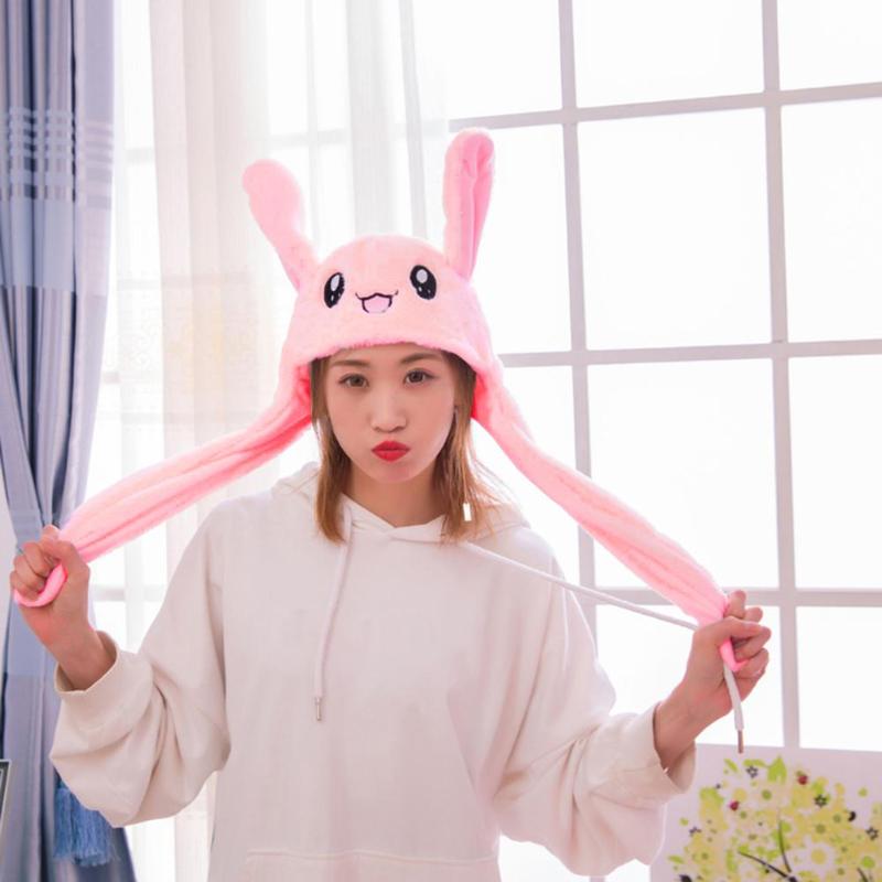 Lovely Luminous/no light Plush Rabbit Hat Funny Play Toy Up Down Moving Bunny Ears Toy Hat Girlfriend Children Gifts